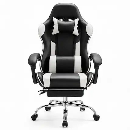 Front. Frangdom - High Back Gaming Chair with Footrest Spring Cushion 135° Recline - White high back 26.8"D x 25.4"W x 52.4"H.