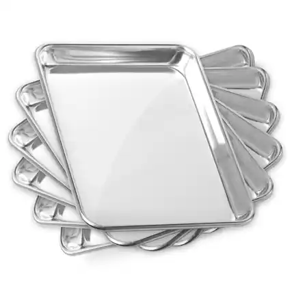 Front. GRIDMANN - 9 x 13-in 6pk - Commercial Aluminum Cookie Sheets - Silver.