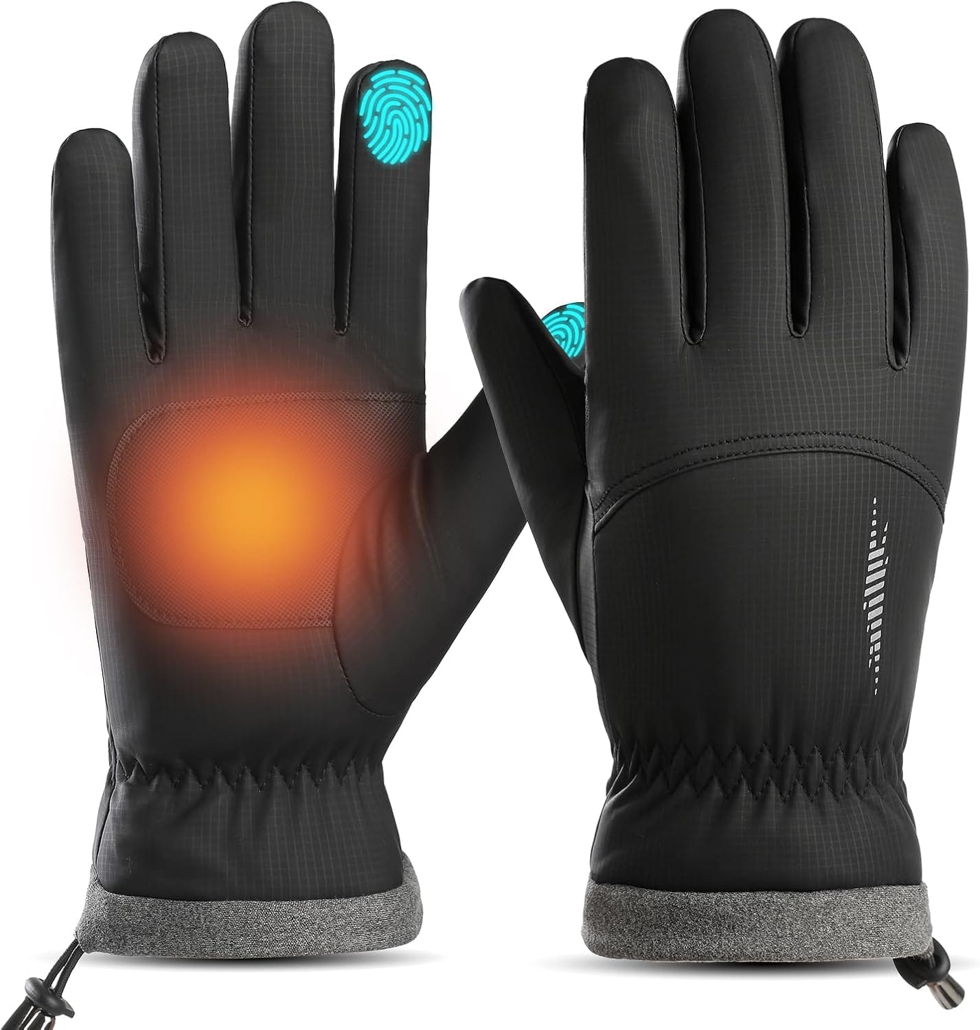 Cozy Serene - Winter Waterproof Ski Snow Warm Gloves for Women Men, Windproof Cold Weather Thermal with Touchscreen Fingers - Black-X-Large