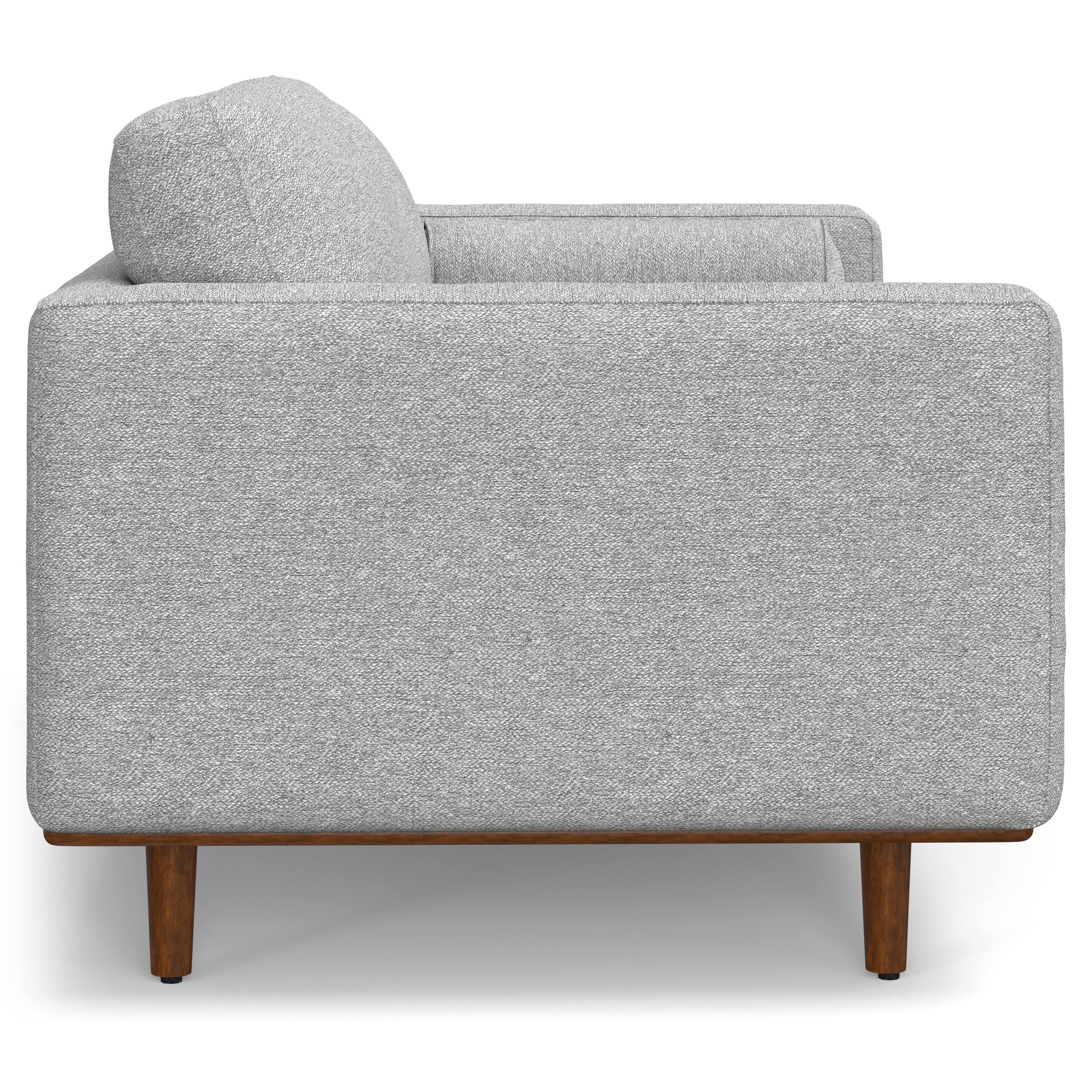 Alt View 1. Simpli Home - Morrison Mid-Century Modern 72 inch Wide Sofa with Ottoman Set in Mist Grey Tightly Woven Performance Fabric - Mist Grey.