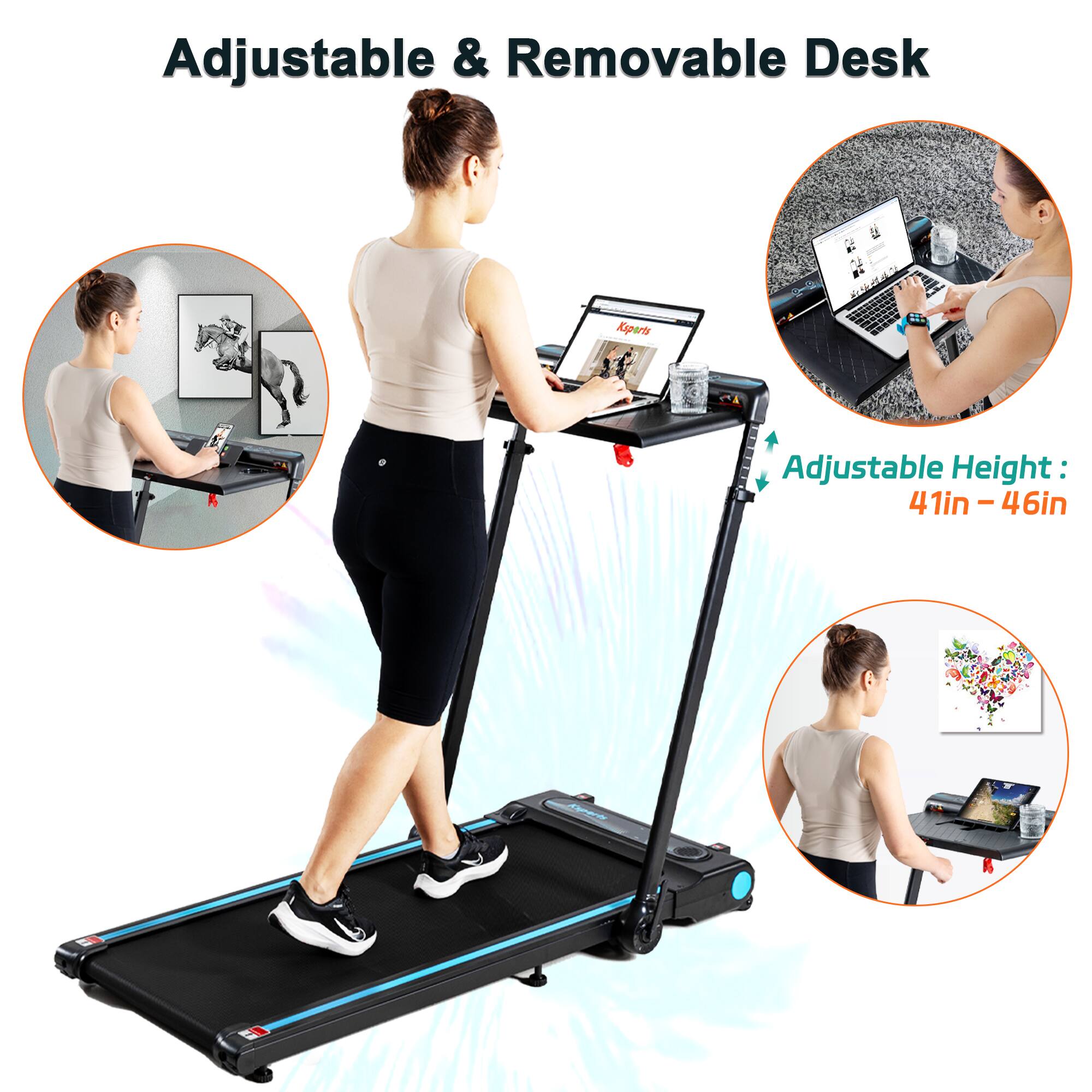 Adjustable & Removable Desk

Adjustable Height: 41in - 46in