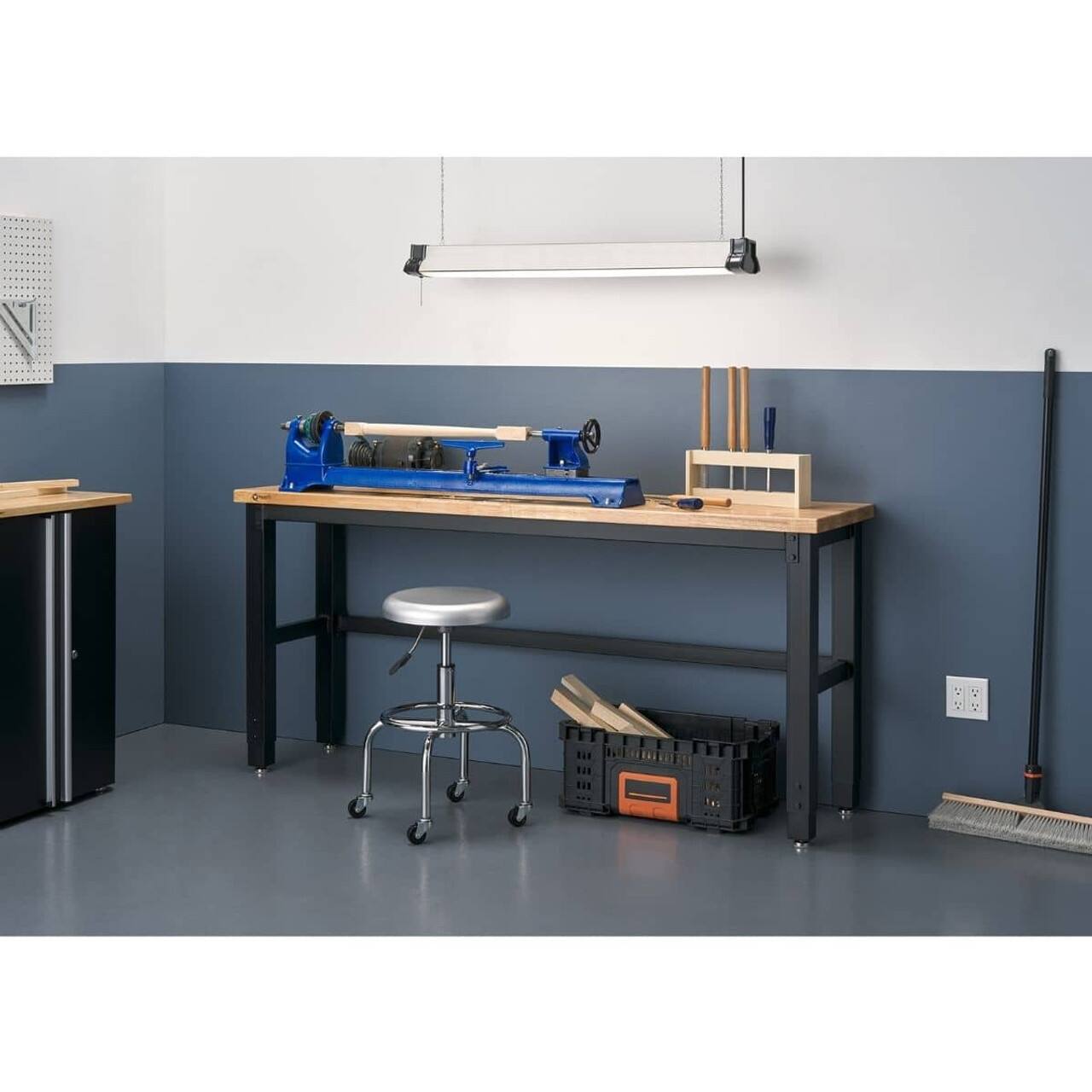 Angle. TRINITY - TRINITY | 72x19 | Wood Top Workbench - Black.