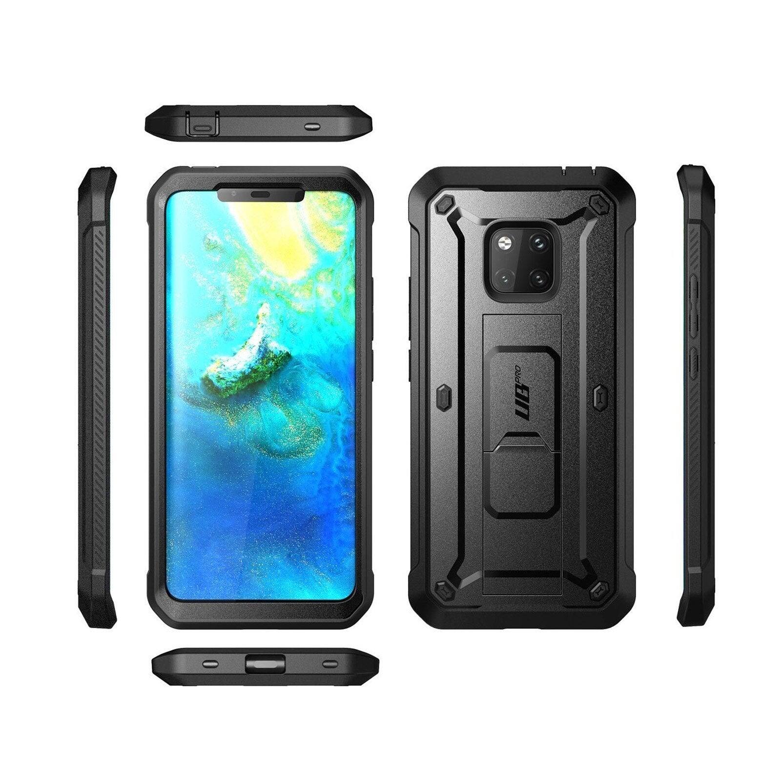 Back. SUPCASE - Unicorn Beetle Pro Rugged Case for Huawei Mate 20 Pro – Full-Body Protection with Screen Protector - Black.