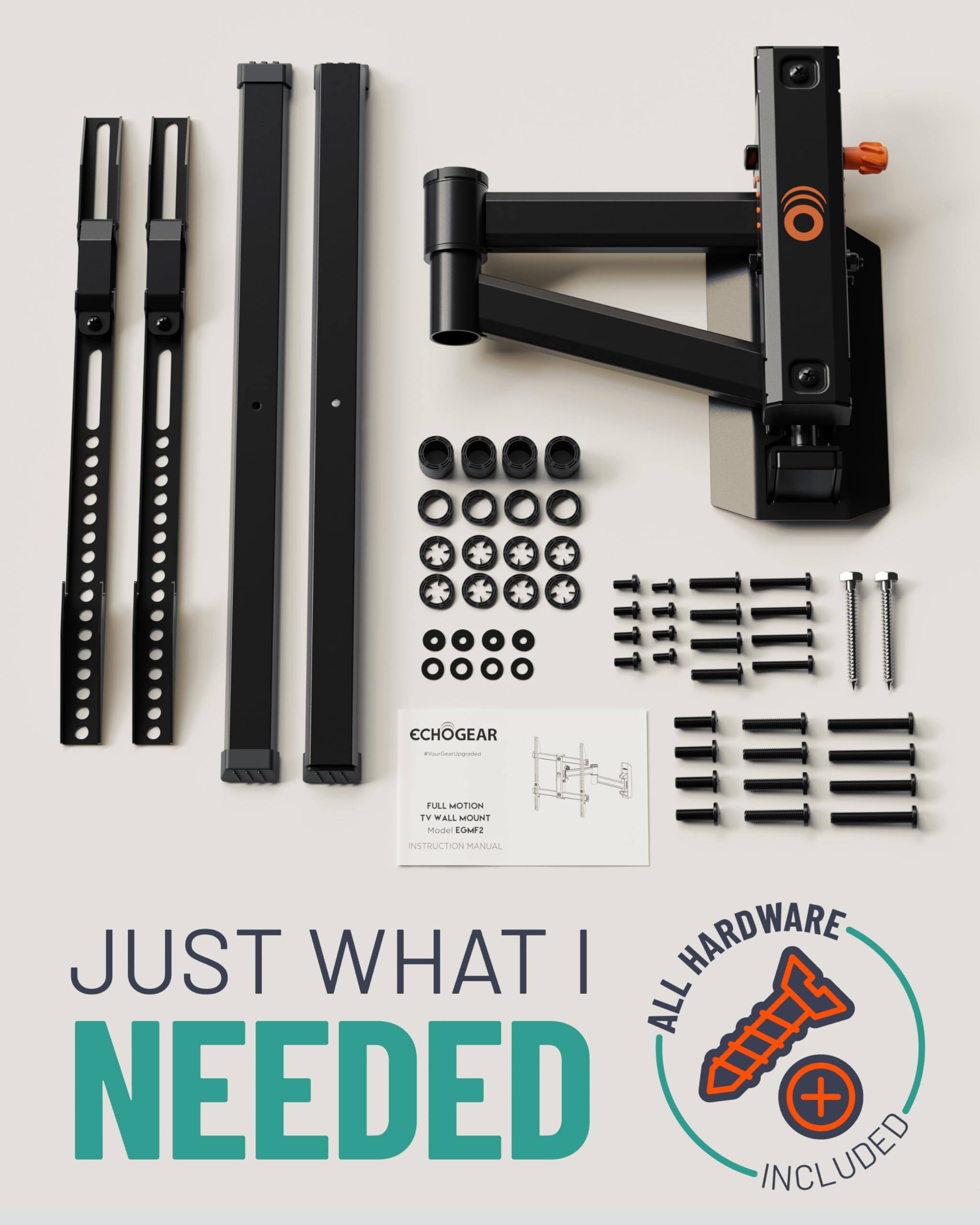 ECHOGEAR FULL MOTION TV WALL MOUNT Model EMF2 INSTRUCTION MANUAL JUST WHAT I NEEDED ALL HARDWARE INCLUDED +