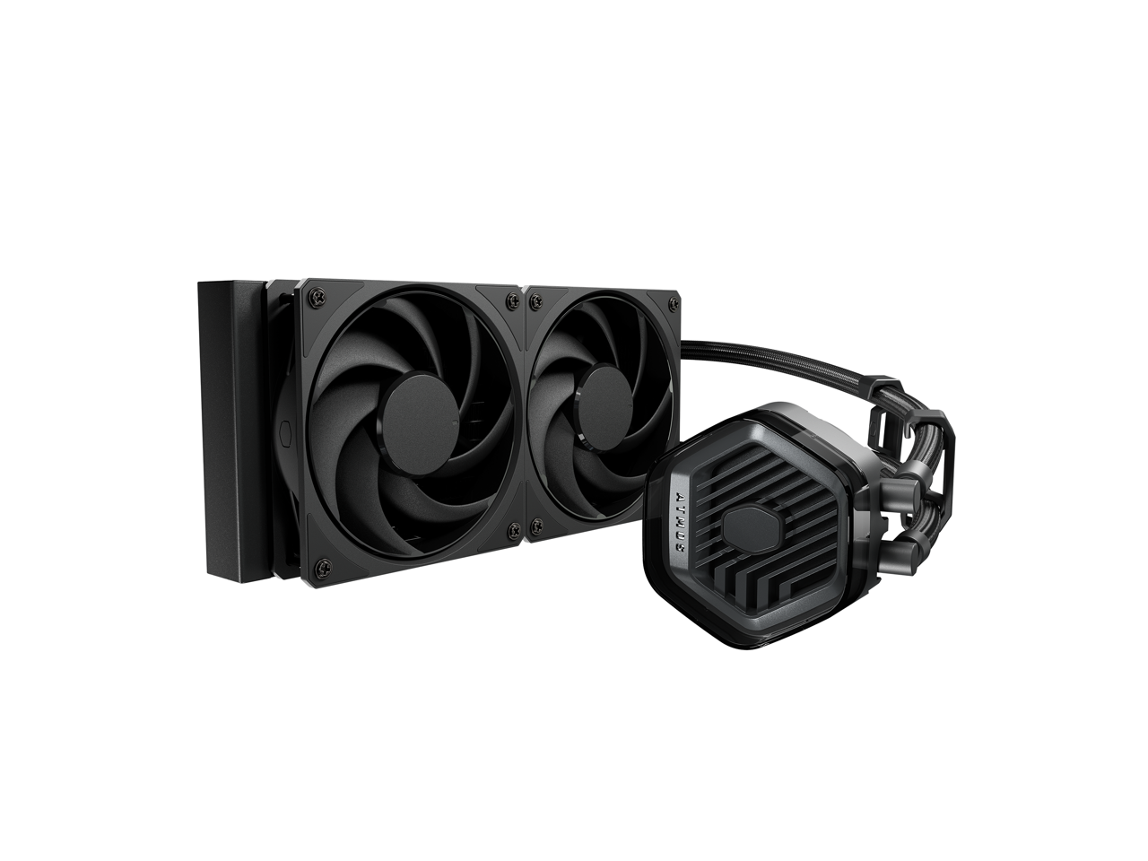 Front. Cooler Master - Cooler Master 240 Atmos Stealth AIO, R9|i7 Pump, Custom Cover, AM5/4, LGA 1851|1700 - Stealth.