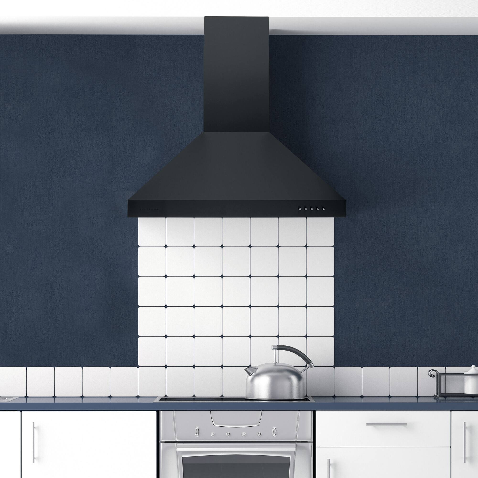 Alt View 2. Hauslane - Hauslane WM-530 Base 30-in Convertible Matte Black Wall-Mounted Range Hood (Charcoal Filters Included) - Matte Black.