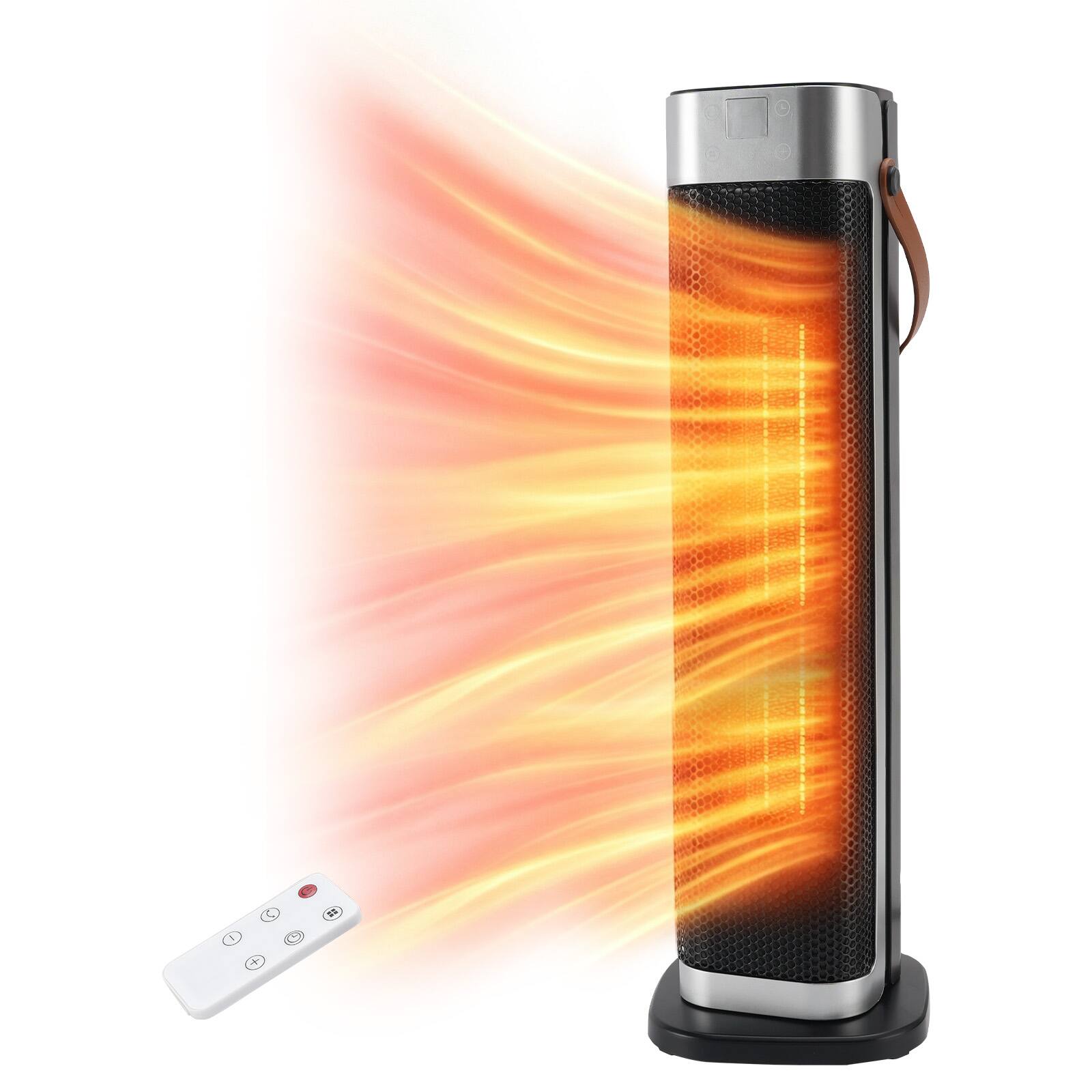 Left. Topteng - 1500W Quiet Space Heater – Remote & Touch Control, 70° Oscillation, 12H Timer, Safety Auto-Off, Fit for Large Rooms - Black.