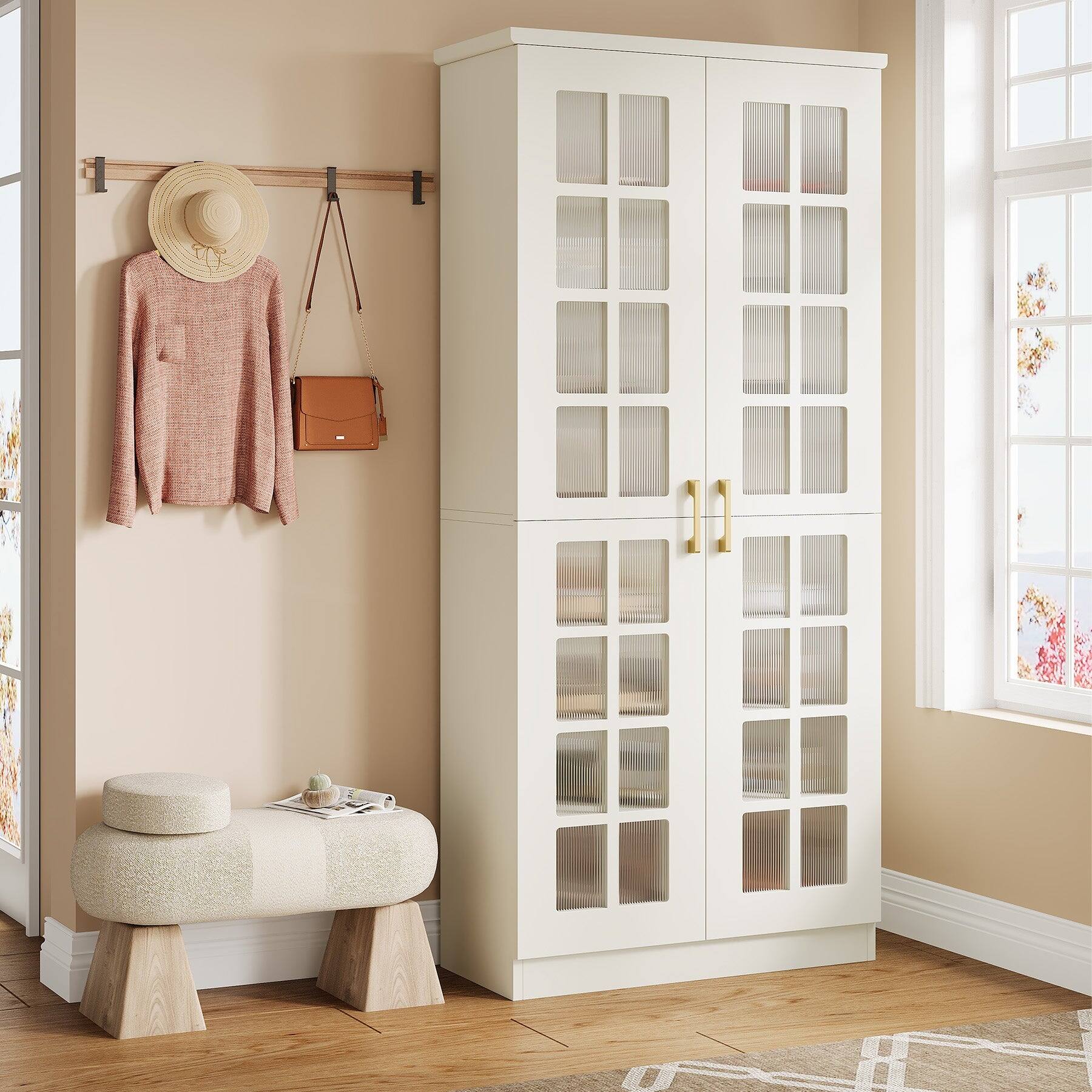 Back. Tribesigns - Office Storage Cabinet, For Everyday Organization in Workspaces and Office Reception Areas - White.