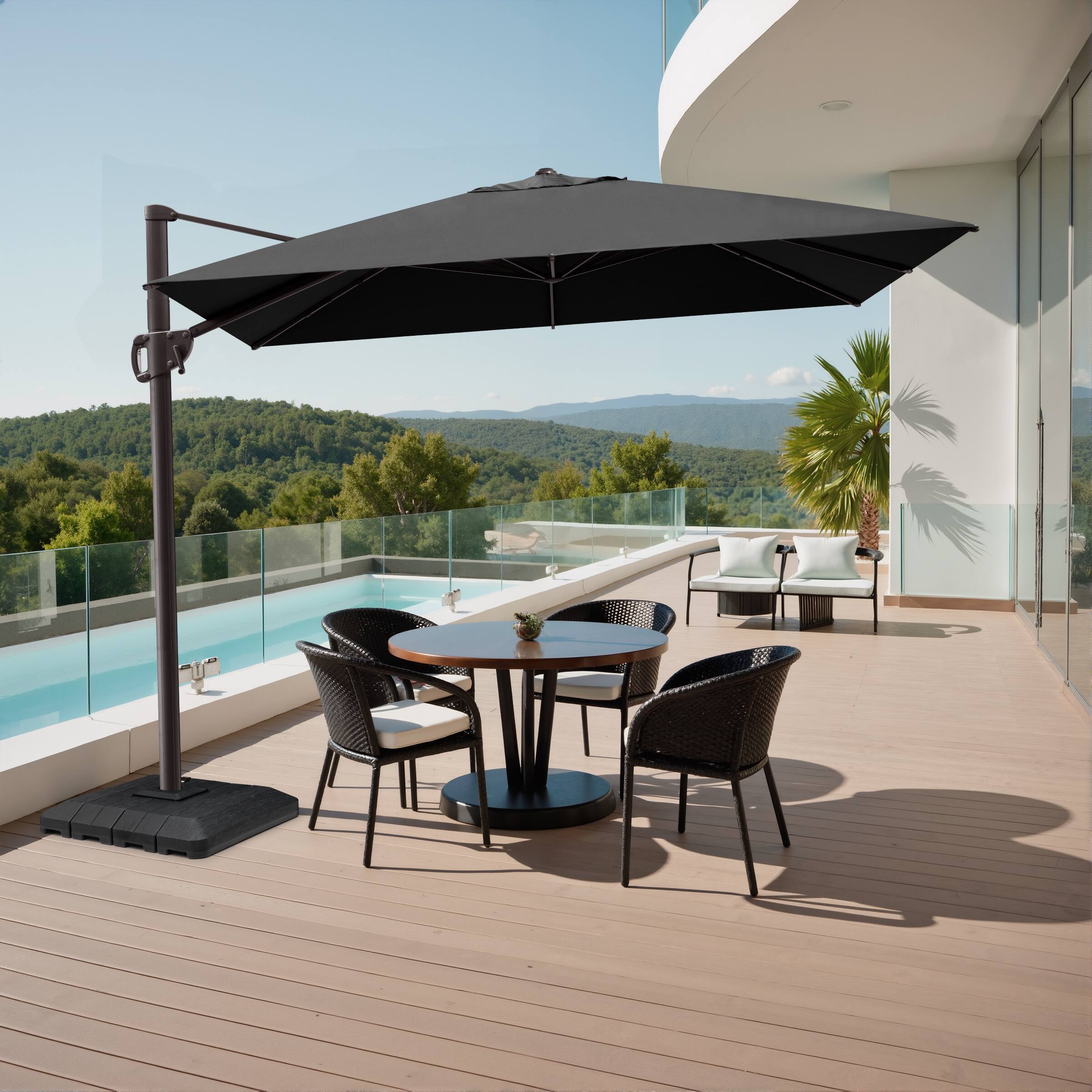 Back. Crestlive Products - Crestlive Products 9x11ft Aluminum Crank Cantilever Patio Umbrella with Base - Black.