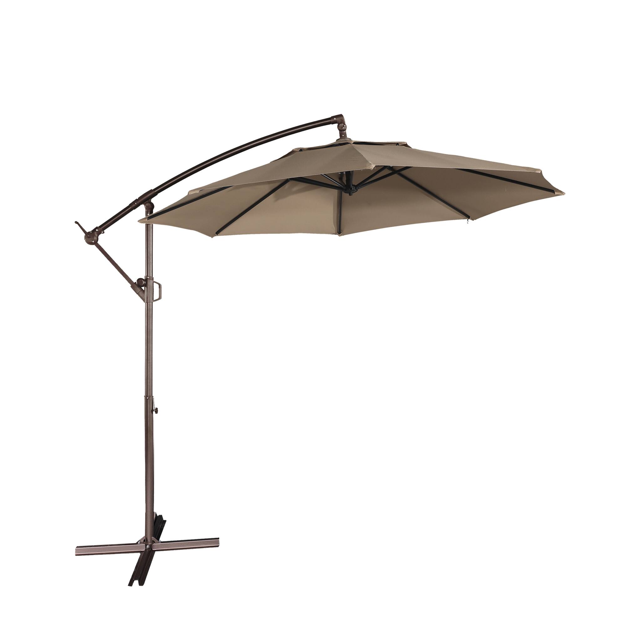 Alt View 4. Mondawe - 10ft Offset Patio Cantilever Umbrella with Easy Tilt & Crank 360°Rotate - Tan.