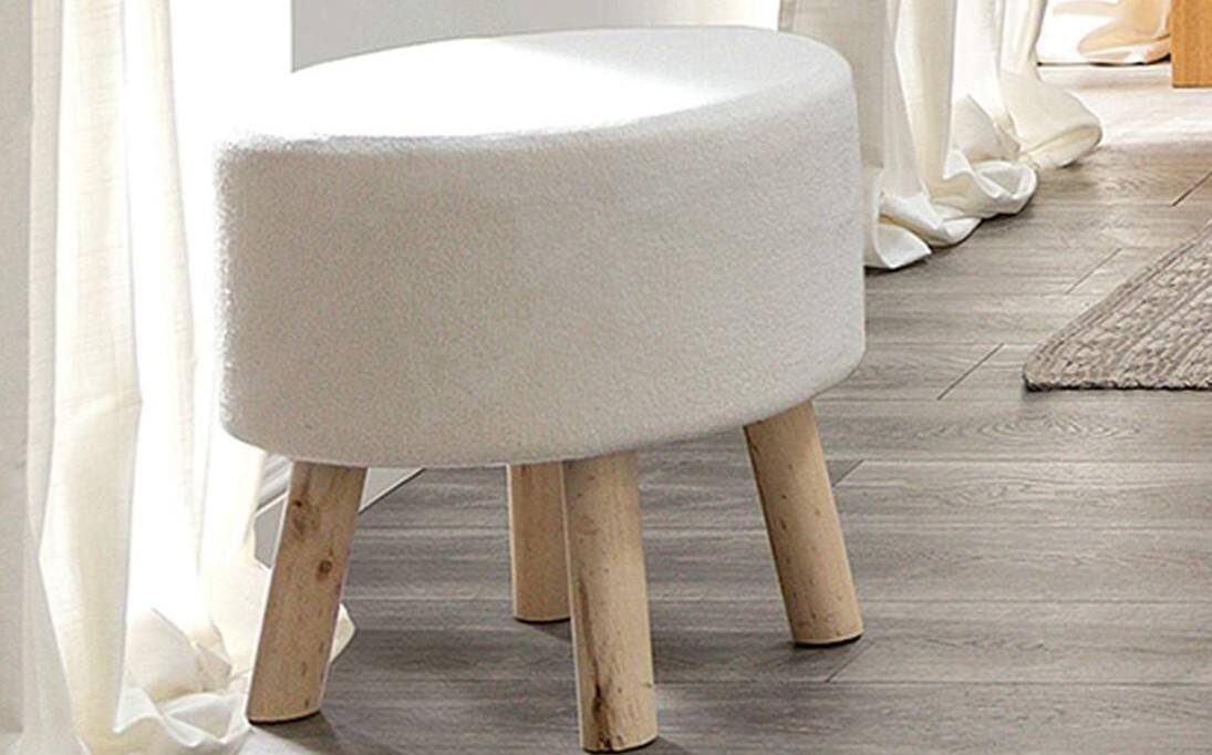 Alt View 1. Tiramisubest - Set of 2 Contemporary Footstools with Angled Wooden Legs in White/Natural - White.