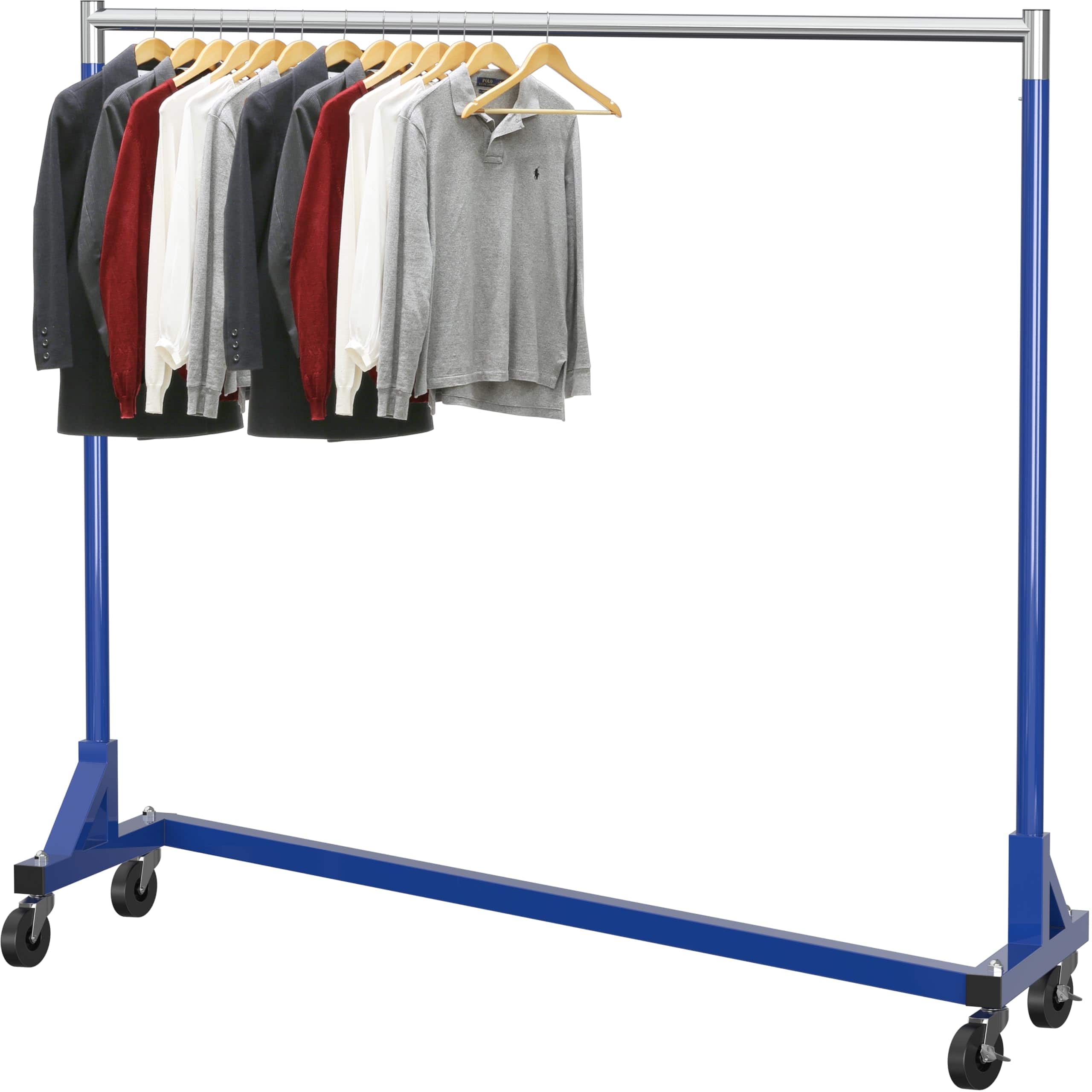 ThinkLink Electronic - Industrial Grade Z-base Garment Rack Load With Extra Long Bar - Blue