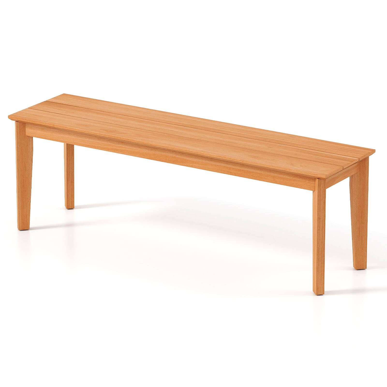 Front. Gymax - Gymax 55'' Teak Wood Bench 3-Person Backless Seating w/ 880 LBS Weight Capacity - Natural.