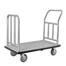 LOVMOR - Hotel Luggage Cart, 750-Lb Platform Truck with Removable Front Frame - Silver