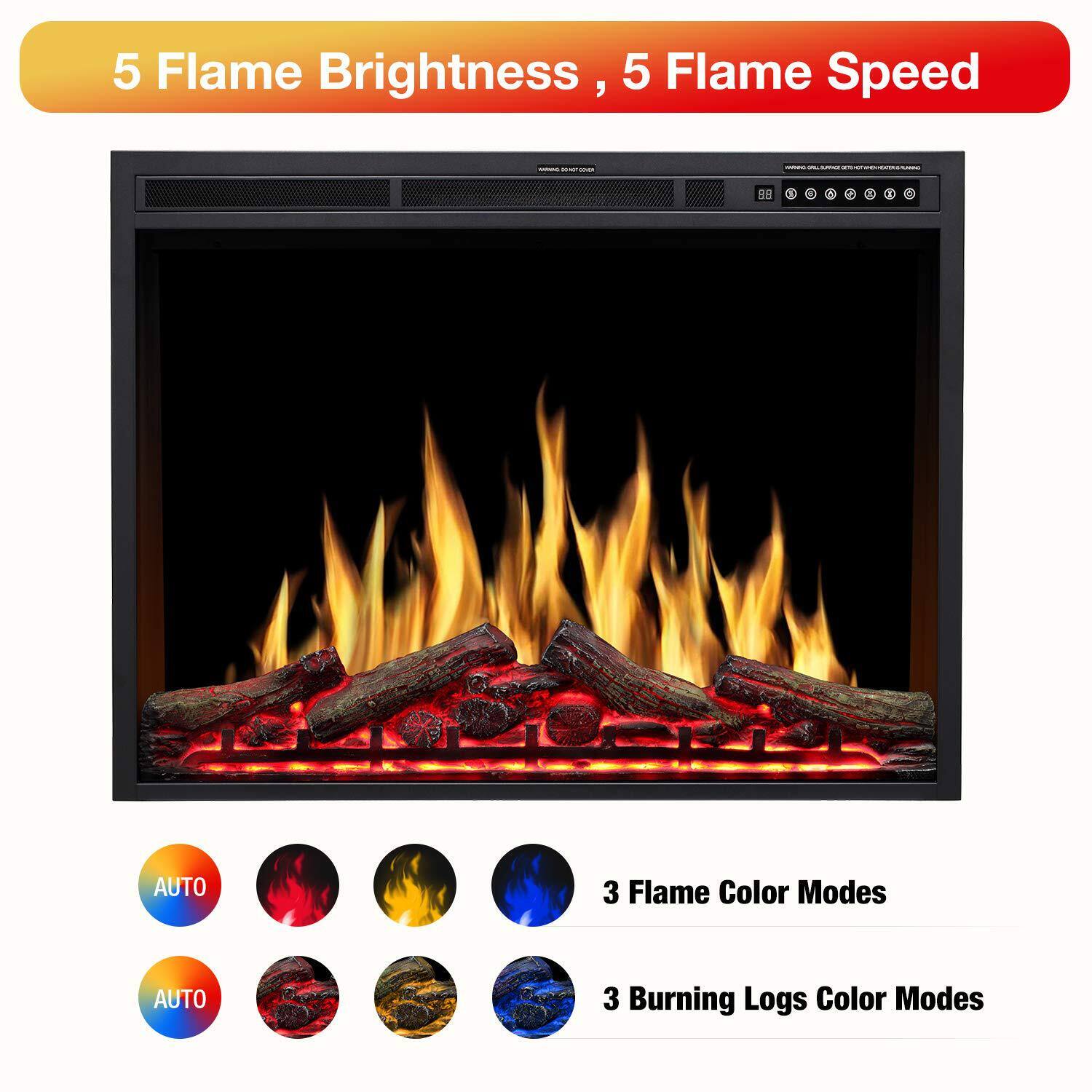5 Flame Brightness, 5 Flame Speed

3 Flame Color Modes

3 Burning Logs Color Modes