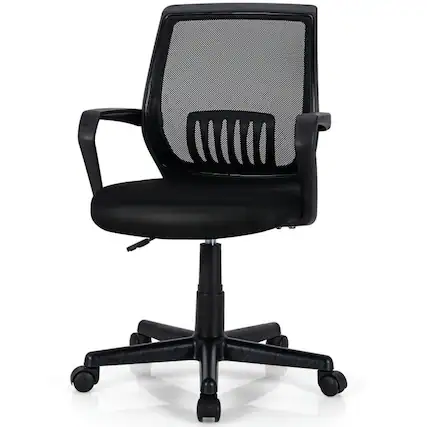 Front. Pefilos - Mid-Back Mesh Height Adjustable Executive Chair with Lumbar Support, Home Office Computer Desk Chair, Ergonomic Office - Black.