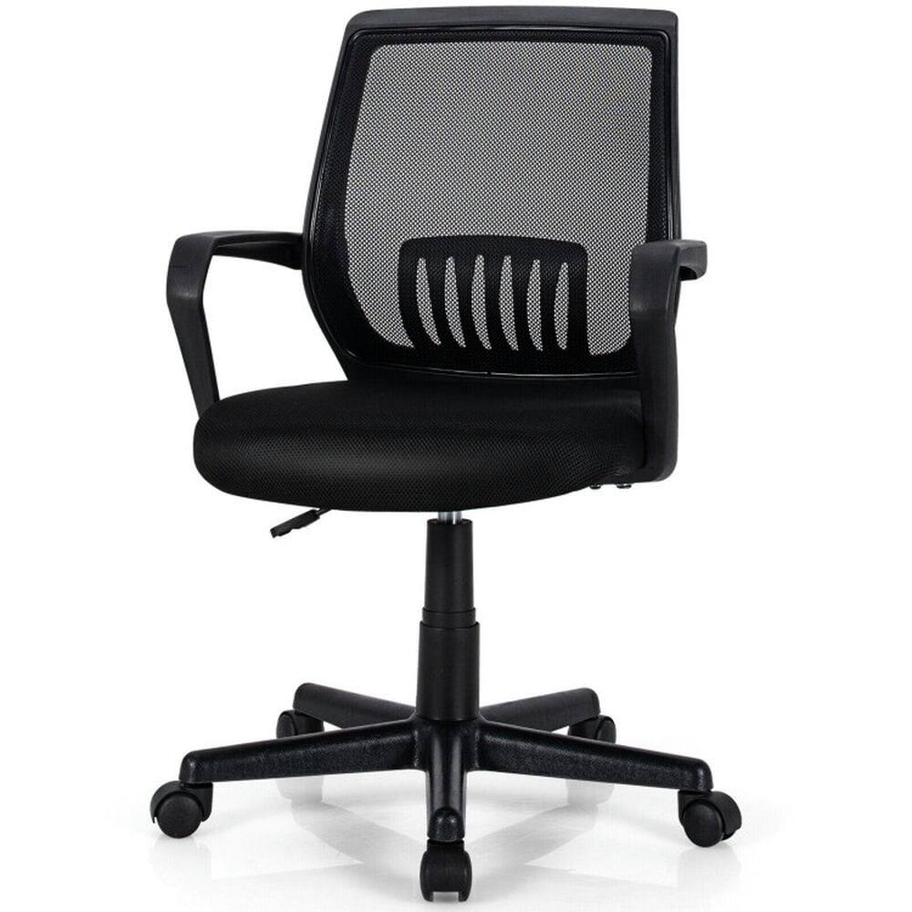 Front. Kadyn - Mid-Back Mesh Height Adjustable Executive Chair with Lumbar Support, Home Office Computer Desk Chair - Black.