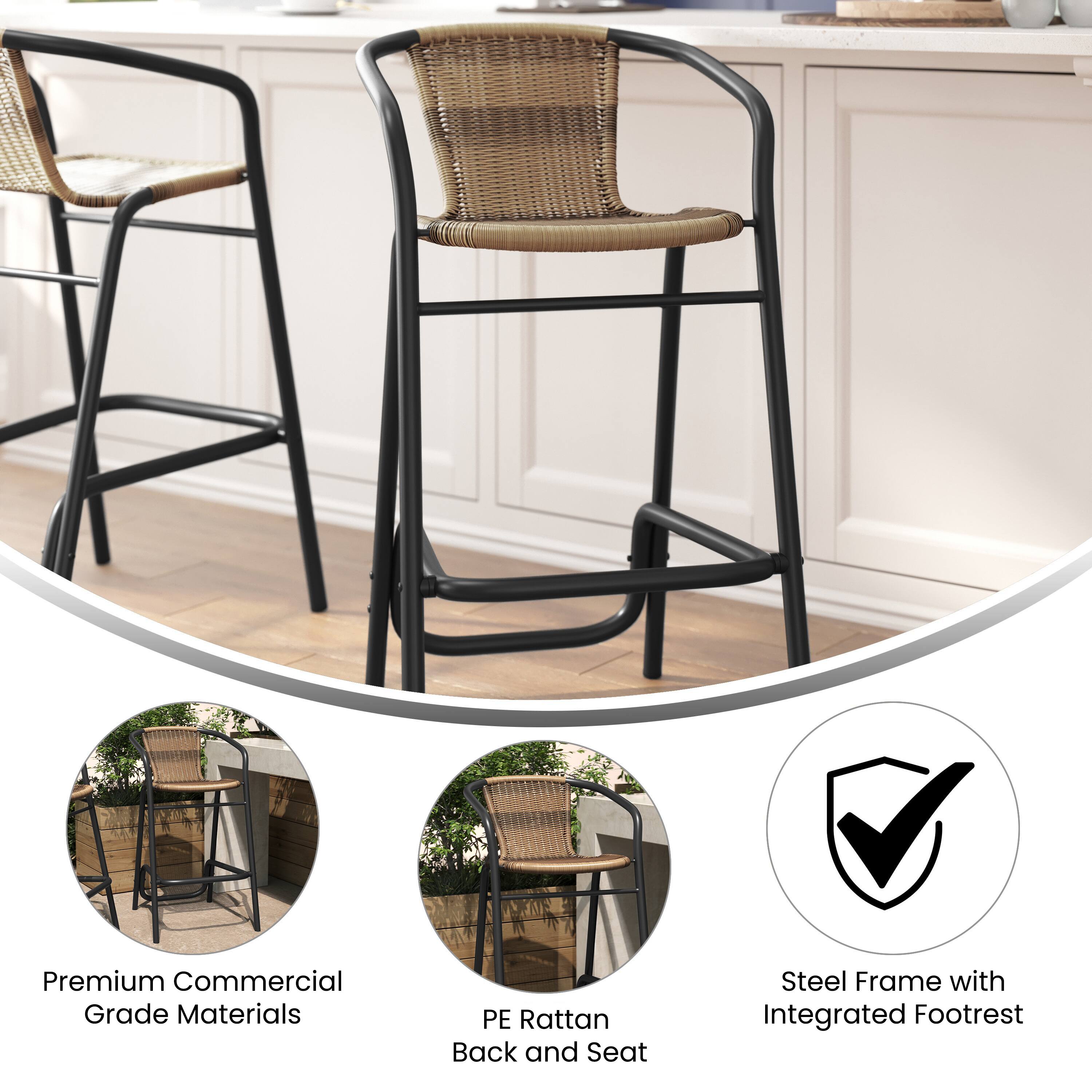 Premium Commercial Grade Materials  
PE Rattan Back and Seat  
Steel Frame with Integrated Footrest
