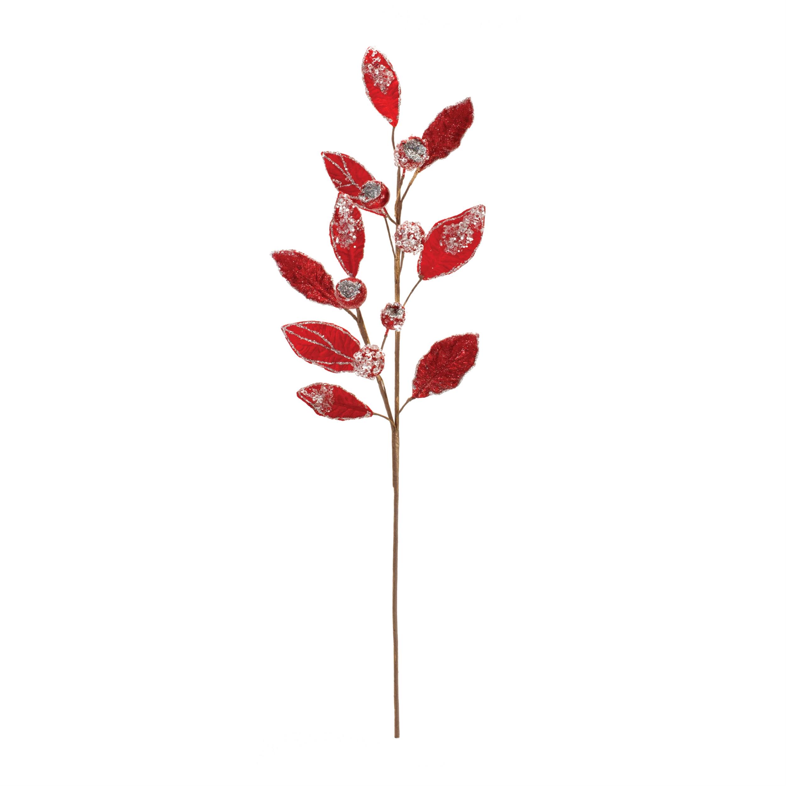Angle. BreeBe - Beaded Red Leaf Stem (Set of 2) - Red.