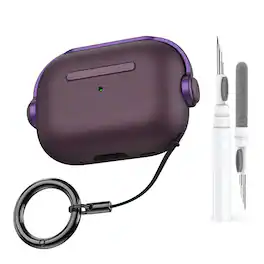 Dteck - For Airpods Pro 3rd Gen (2025) Secure Lock Shockproof Protective Case+Lanyard Keychain and Clean Pen - Purple