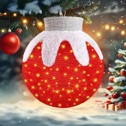 Front. RTMB - Outdoor Hanging Christmas Ornaments, Lighted Collapsible Holiday Balls with 8 Lighting Modes - Multicolor.