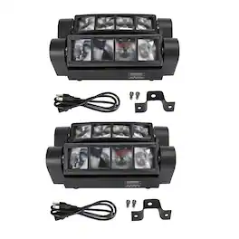 Topteng - 2 Packs 80W RGBW Spider Moving Head Light - 8-LED Stage Beam with DMX512, Sound Active, 540° Rotation, for DJ Party Club