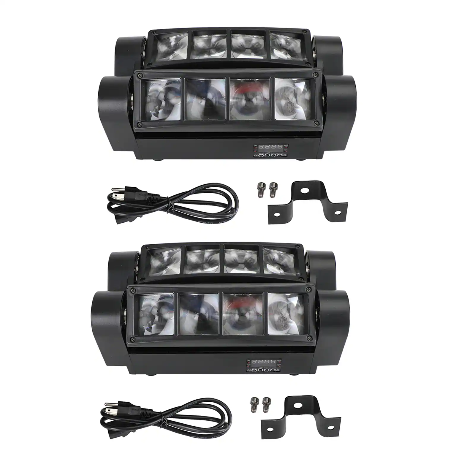Topteng - 2 Packs 80W RGBW Spider Moving Head Light - 8-LED Stage Beam with DMX512, Sound Active, 540° Rotation, for DJ Party Club