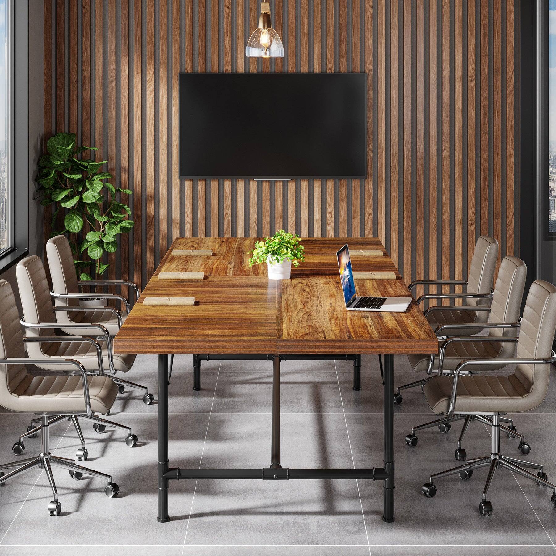 Tribesigns Conference Table with Engineered Wood Construction and Metal ...
