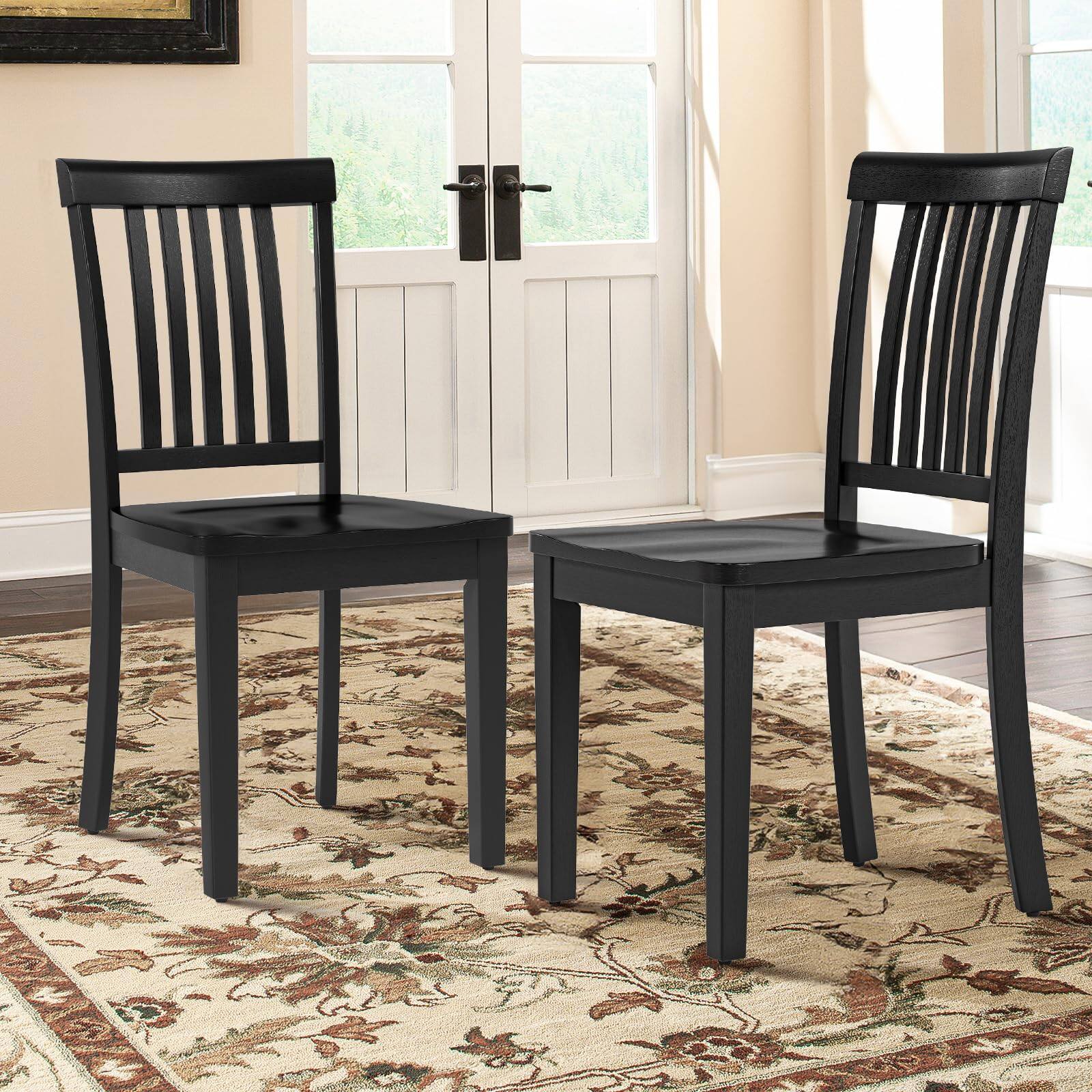 Black Set of 2 Wooden Seat