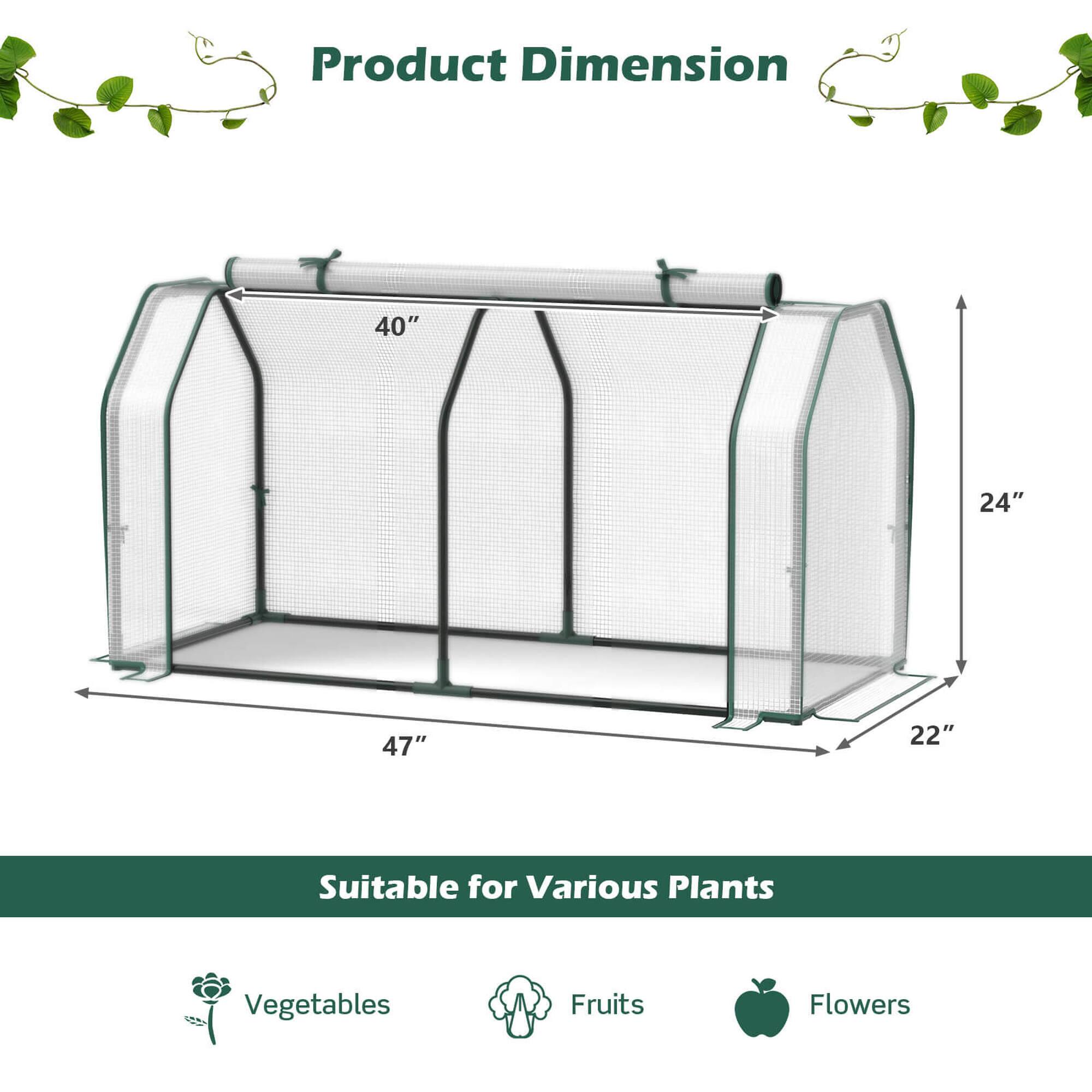 Product Dimension  
40" x 24" x 47" x 22"  

Suitable for Various Plants  
Vegetables  
Fruits  
Flowers