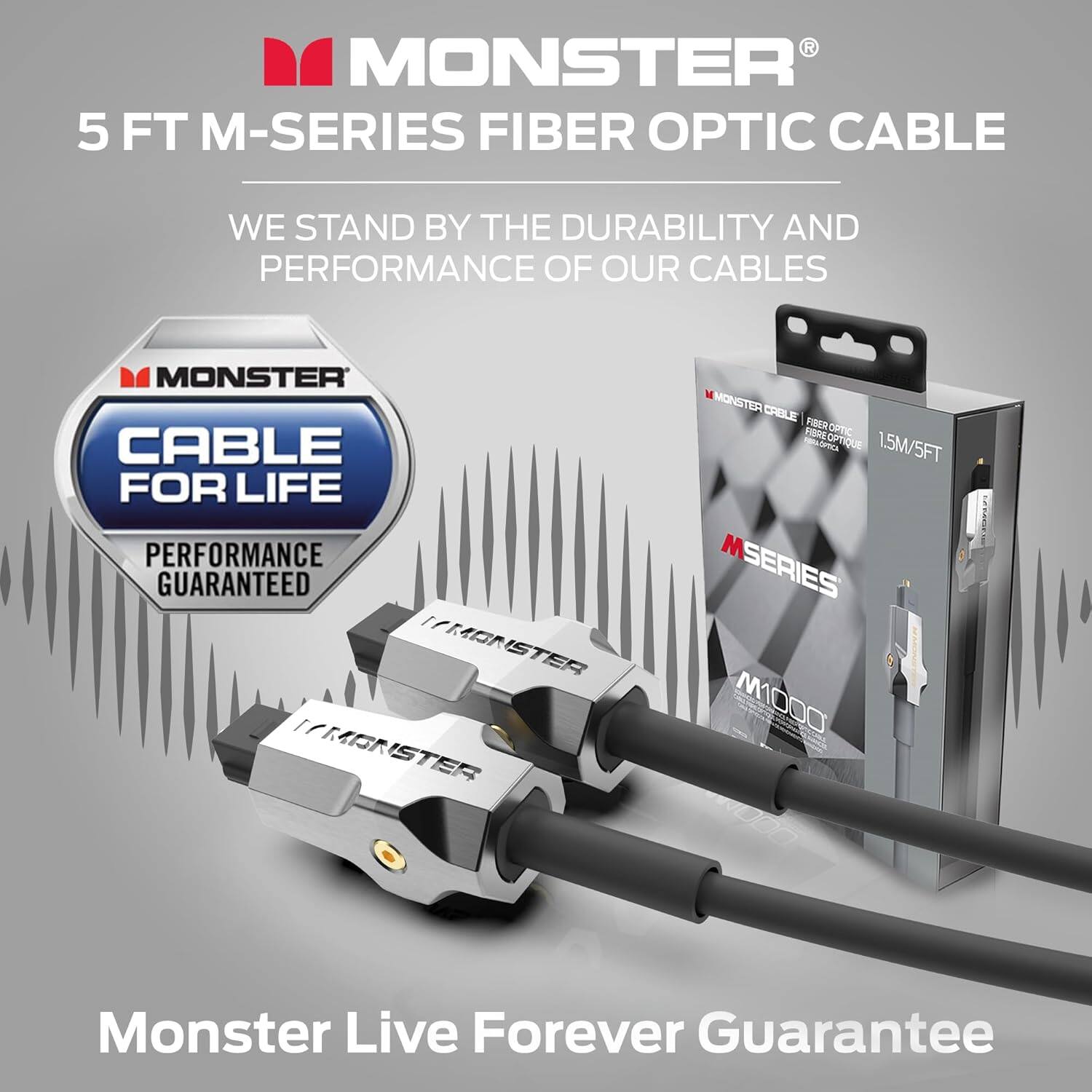 Monster M Series 1000 Fiber Optical Audio Toslink Cable, Sound Bar