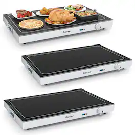 Costway - 3 PCS Electric Warming Tray with Adjustable Temperature Built-In Handles for Buffets - Black