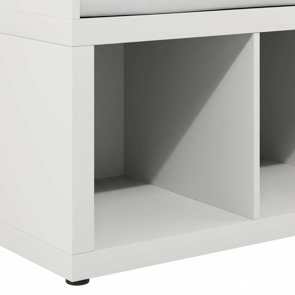 Alt View 1. FurniFact - 3-Cube Storage Bench, Cushioned Seat, Open Compartments, Entryway Bench - White.