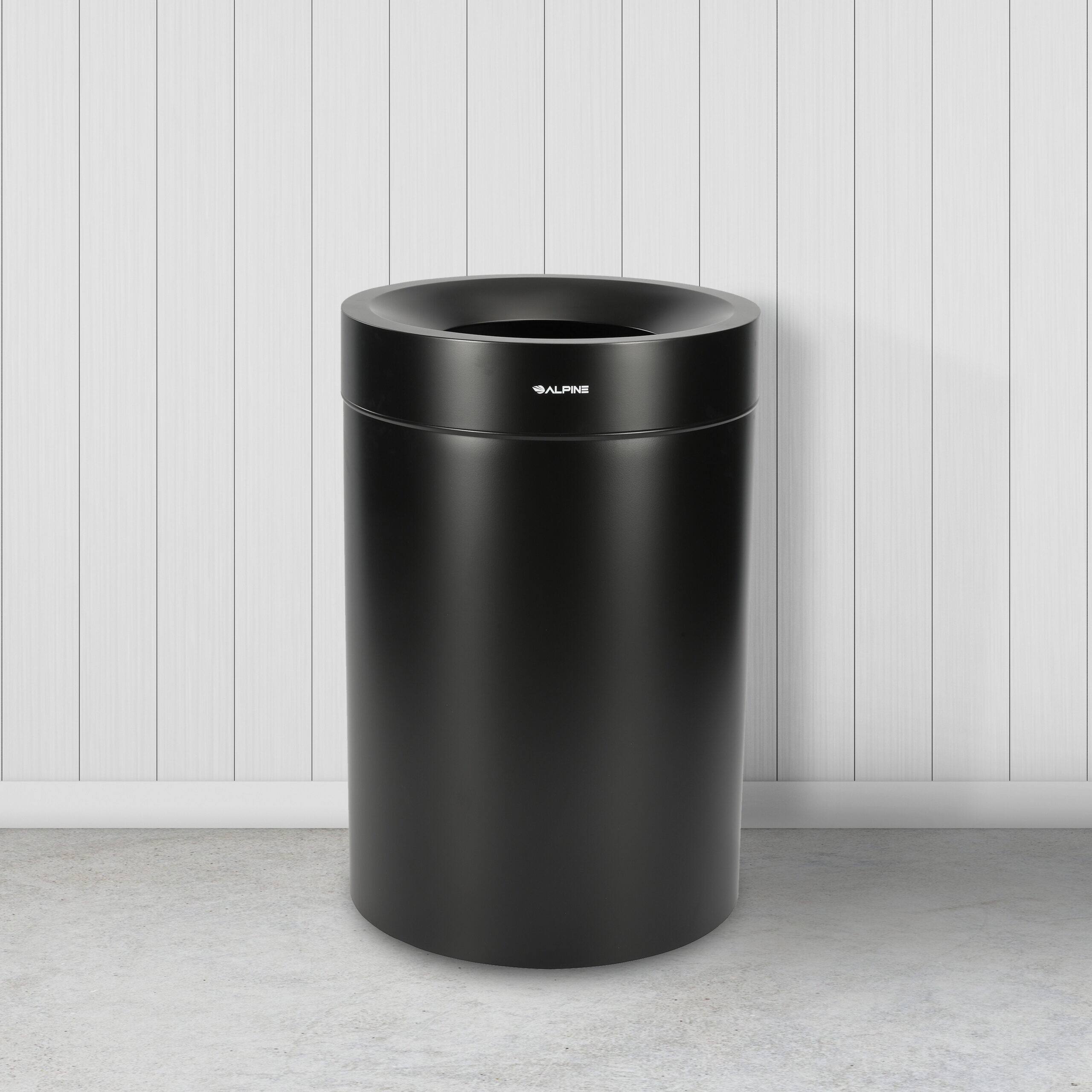 Alt View 7. Alpine Industries - 50 Gallon Stainless Steel Commercial Indoor Trash Can - Black.
