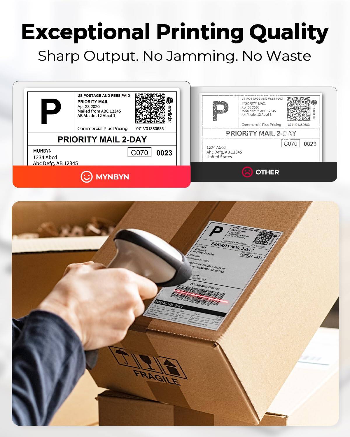 Exceptional Printing Quality Sharp Output. No Jamming. No Waste
US POSTAGE AND FEES PAID PRIORITY MAIL Apr 28 2020 P Mailed from ABC 12345 AB Abcde 12 Abcd 1 endicia Commercial Plus Pricing 071V01380683 PRIORITY MAIL 2-DAY MUNBYN C070 0023 1234 Abcd Abc Defg. AB 12345 MYNBYN
OTHER P SUREY PRIORITY MAIL - 2NN 2-DA -N - 81220 COTO 0023 - - VAr - -RT NR EDINATURE REQUESTED W Prionity Md Daress POSTAL JAM UEE 1 ONL DH Ciie Cm FRAGILE