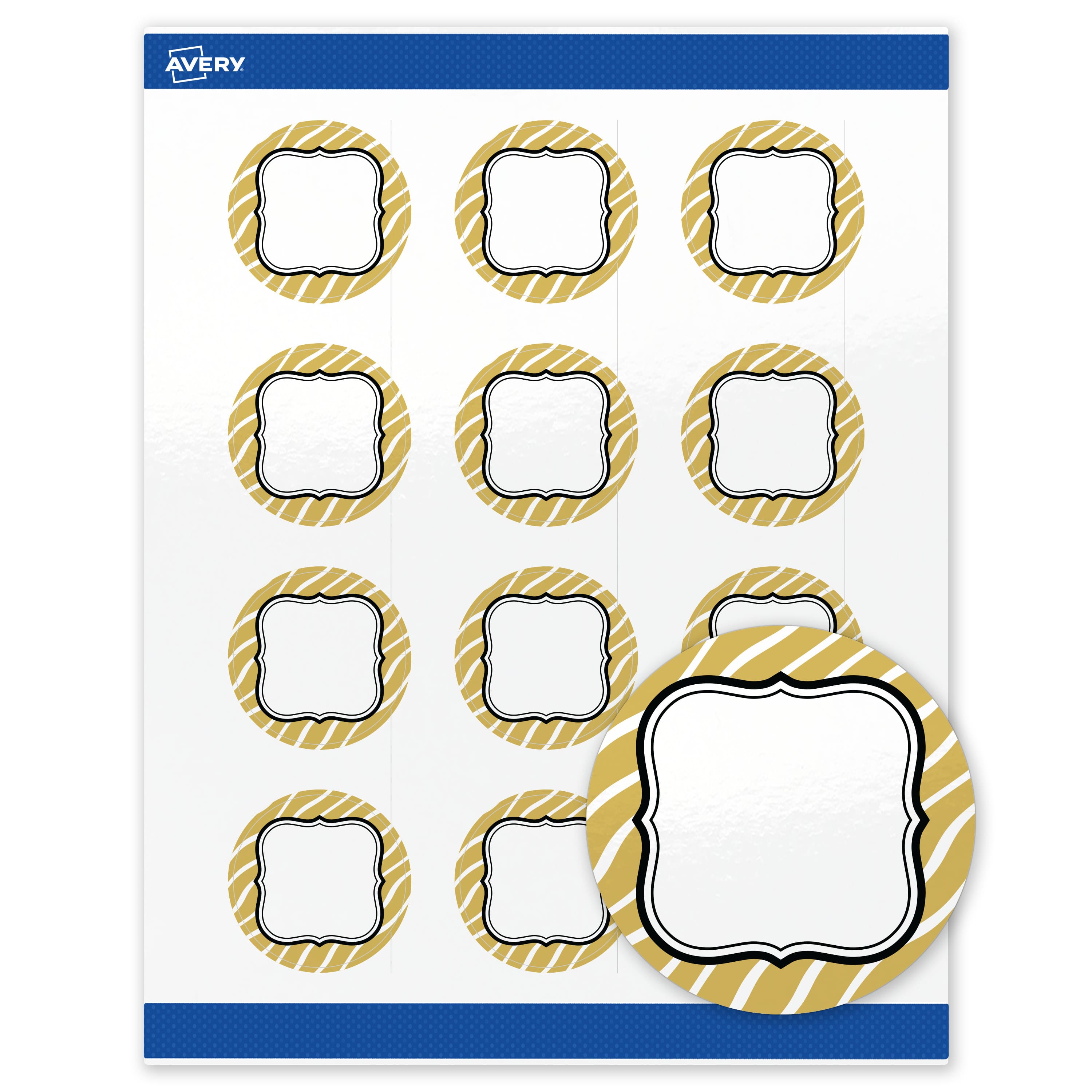 "Avery - Labels, 2"" Diameter, Glossy Metallic Gold Zebra Pattern - White" price history on PriceWatchPro