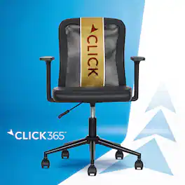 Click365 - Ergonomic Mesh Backrest Office Chair with Lumbar Support & Swivels Adjustable Height Computer Desk Chair for Home Office - Black
