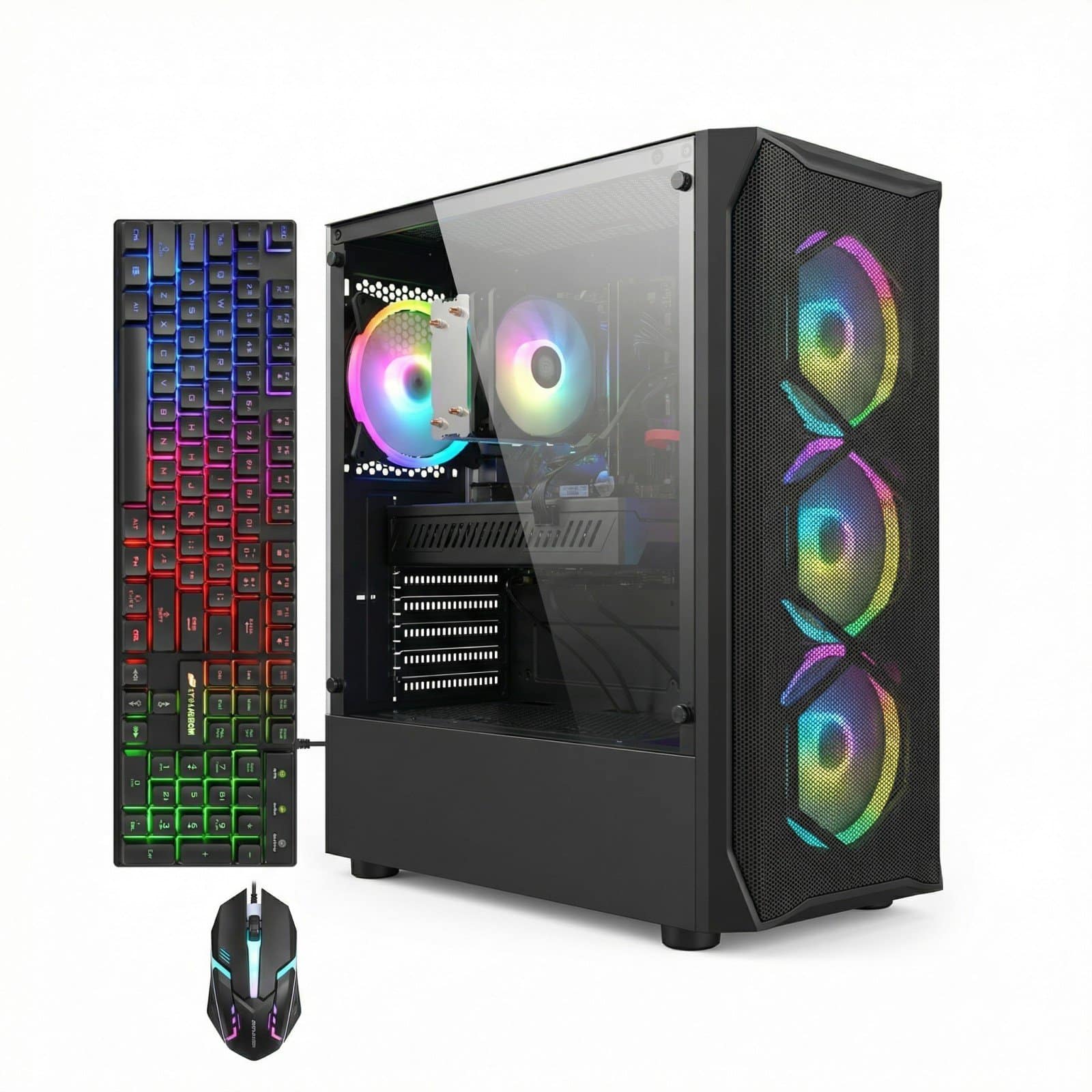 STGAubron - Gaming PC Desktop, Intel Core i7 up to 3.9Ghz, RX 580 8G, 16G RAM, 512G SSD, WiFi 6, BT 5.2, Win 11 Home - Black