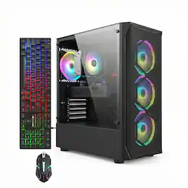STGAubron - Gaming PC Desktop, Intel Core i7 up to 3.9Ghz, RX 580 8G, 16G RAM, 512G SSD, WiFi 6, BT 5.2, Win 11 Home - Black