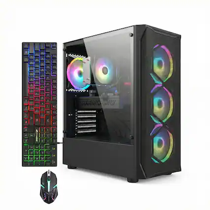 Front. STGAubron - STGAubron Gaming PC Desktop, Intel Core i7 up to 3.9Ghz, RX 580 8G, 16G RAM, 512G SSD, WiFi 6, BT 5.2, Win 11 Home - Black.