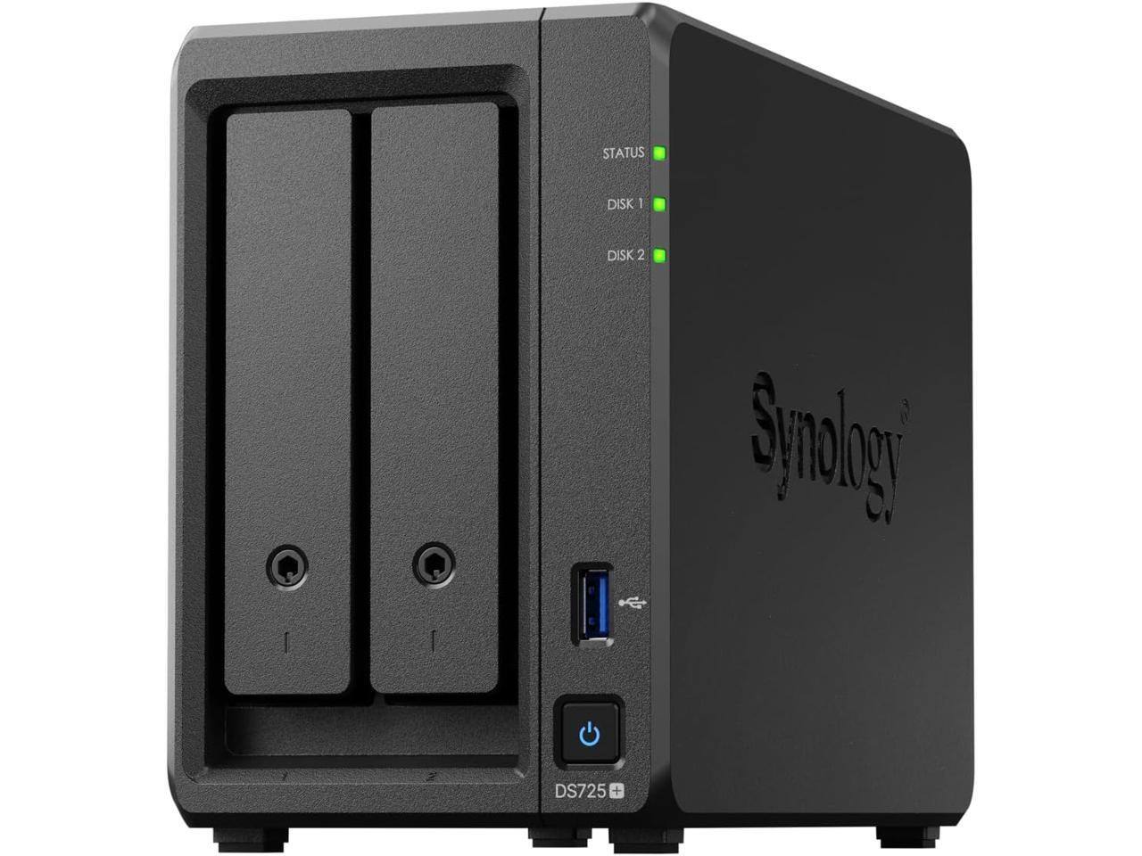 STATUS  
DISK 1  
DISK 2  

Synology DS725+