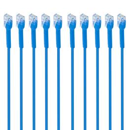 Intellinet - CAT-6 U/UTP FlexiBoot Slim Network Patch Cable 10 Pack 1 Ft - Blue