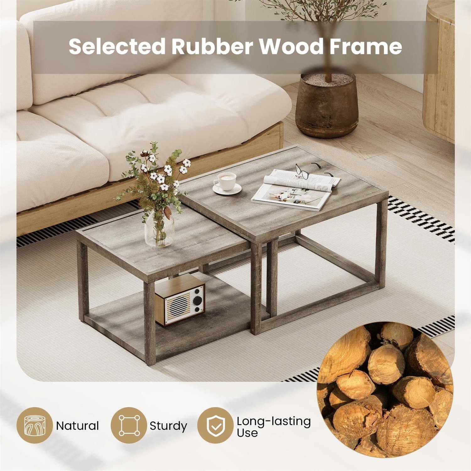 Selected Rubber Wood Frame

Natural  
Sturdy  
Long-lasting Use