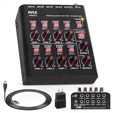 PYLE PMAX-8
8-CH Line stereo mixer built-in sound card
INPUT 1
INPUT 2
INPUT 3
INPUT 4
INPUT 5
INPUT 6
INPUT 7
INPUT 8
STEREO/MONO
STEREO/MONO
STEREO/MONO
STEREO/MONO
STEREO/MONO
STEREO/MONO
STEREO/MONO
STEREO/MONO
LEVEL 1
LEVEL 2
LEVEL 3
LEVEL 4
LEVEL 5
LEVEL 6
LEVEL 7
LEVEL 8
OUTPUT A
OUTPUT B
1-8 CHANNEL OUTPUT MIX L-R
1-4 CH
POWER
BT
USB
DC 5V
INPUT A
OUTPUT A
OUTPUT B
24V/48V
EXTDC IN A/B/L/R
8-CH Line stereo mixer built-in sound card