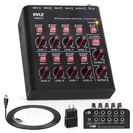 Pyle - 8-Channel Bluetooth Mini Line Mixer with USB Audio Interface, Ultra-Low Noise & High Headroom