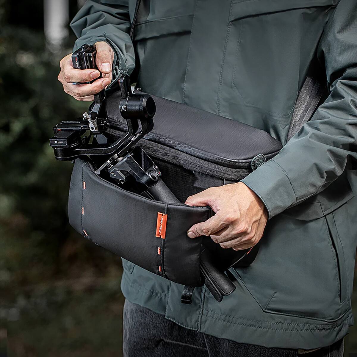 Alt View 1. PGYTECH - PGYTECH OneMo 7L Sling, Grey Camo.