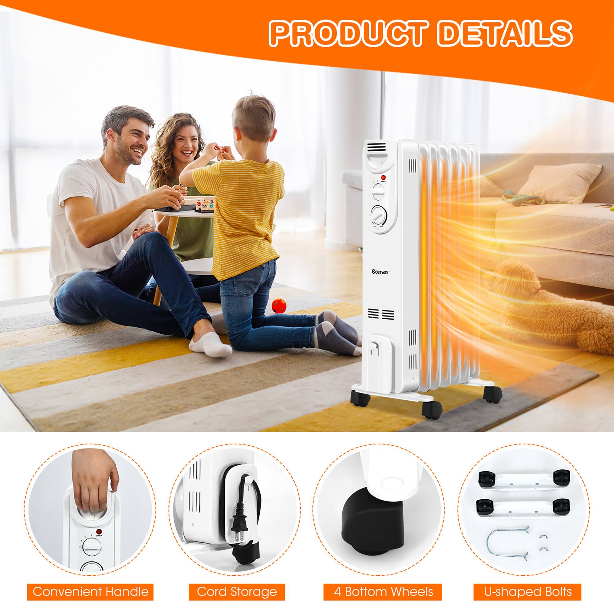 PRODUCT DETAILS

- Convenient Handle
- Cord Storage
- 4 Bottom Wheels
- U-shaped Bolts