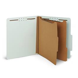 Staples - 60% Recycled Pressboard Classification Folder, 2-Dividers, 2.5" Expansion, Letter Size, Light Gray/Green, 10/Box - Gray/Silver