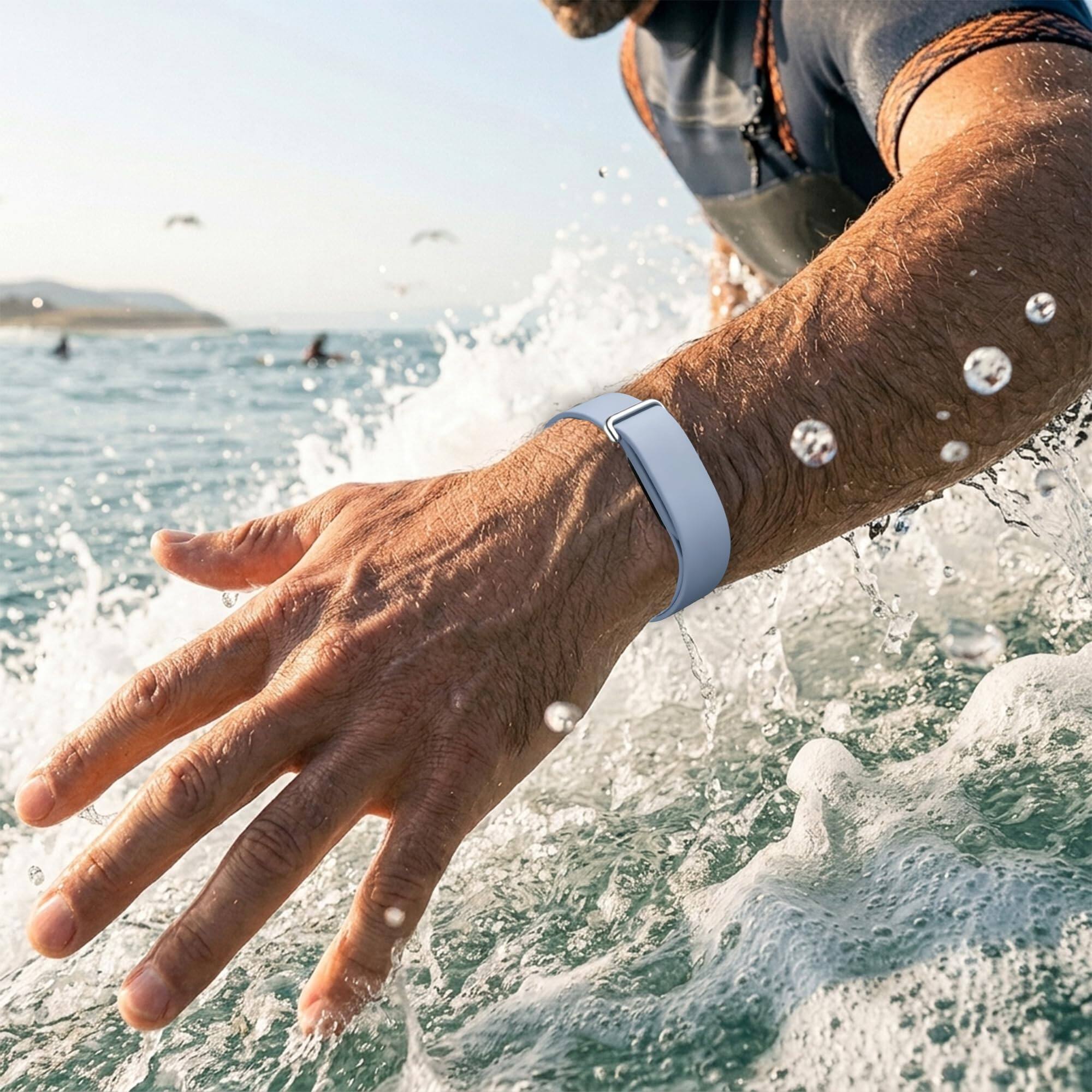 Alt View 1. Dteck - Silicone Band for Google Fitbit Air, Adjustable Skin-Friendly Rubber Sport Replacement Wristband - Blue.