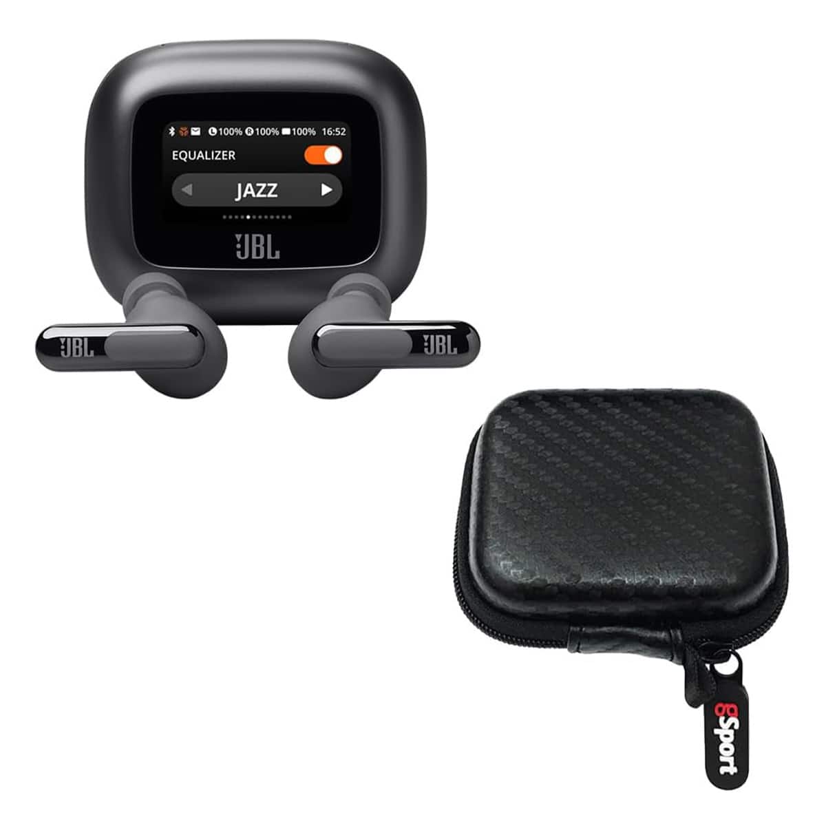 JBL - Live Beam 3 True Wireless Noise Cancelling Earbud Bundle with gSport Case - Black